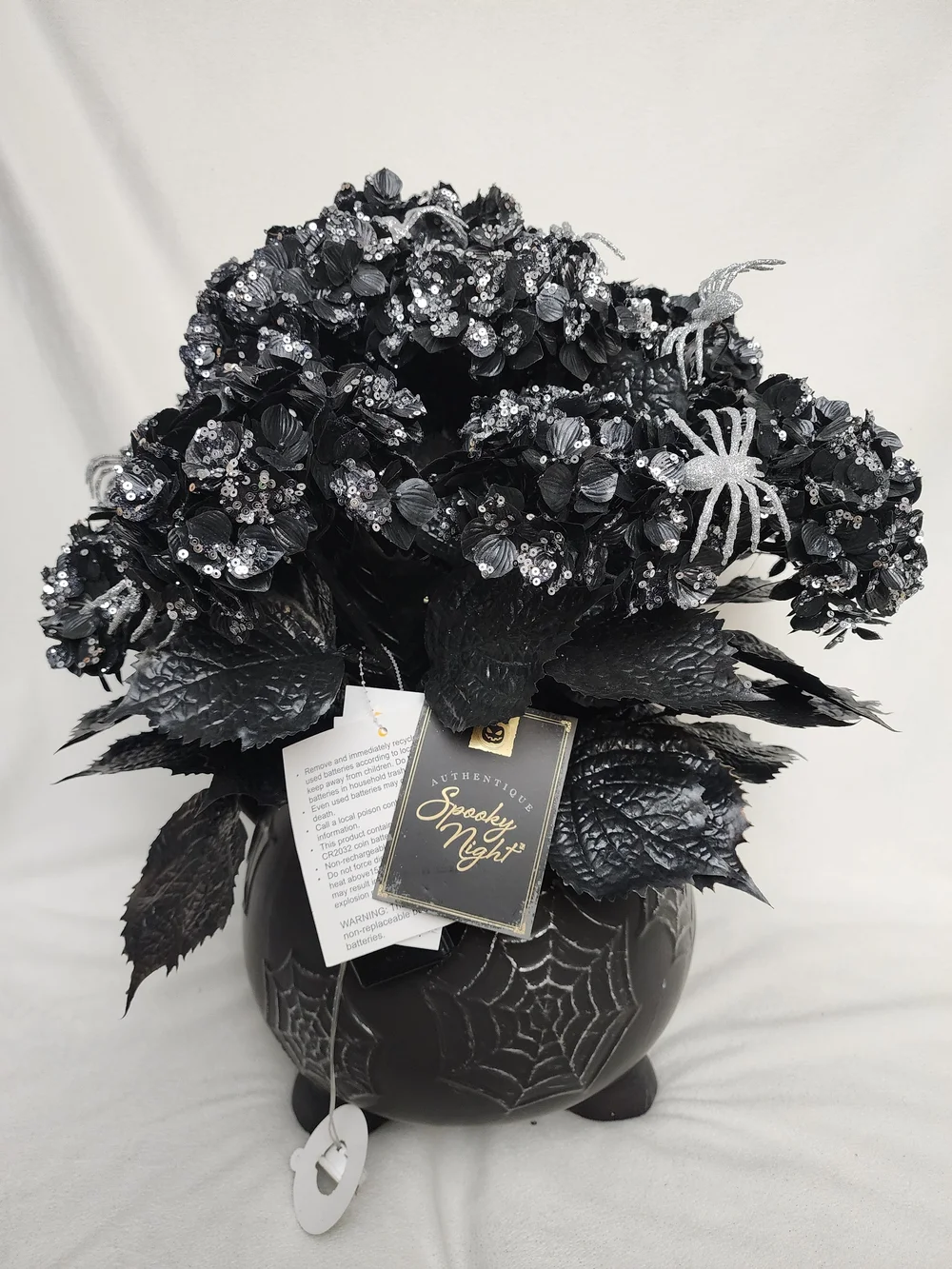 Spooky Night Black Halloween LIGHTUP Floral Arrangement by